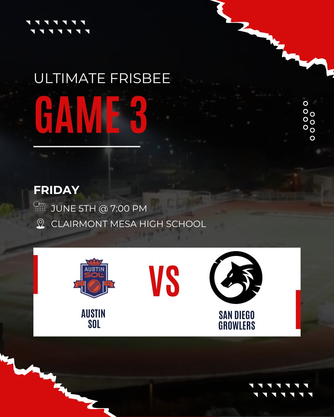 San Diego Growlers vs Austin Sol 2026